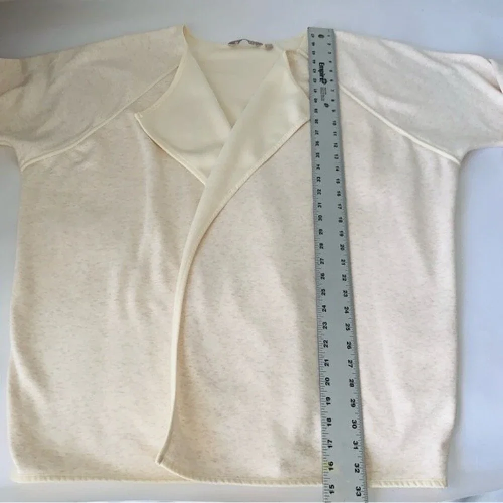 Athleta Cardigan Sweater Cozy Karma Wrap L Cream Open Front Oversized Minimalist
